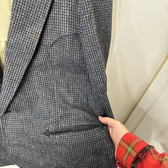 Vintage Dallas Men 46 Gray Tweed Western Blazer Sports Coat Damage - Picture 3 of 13